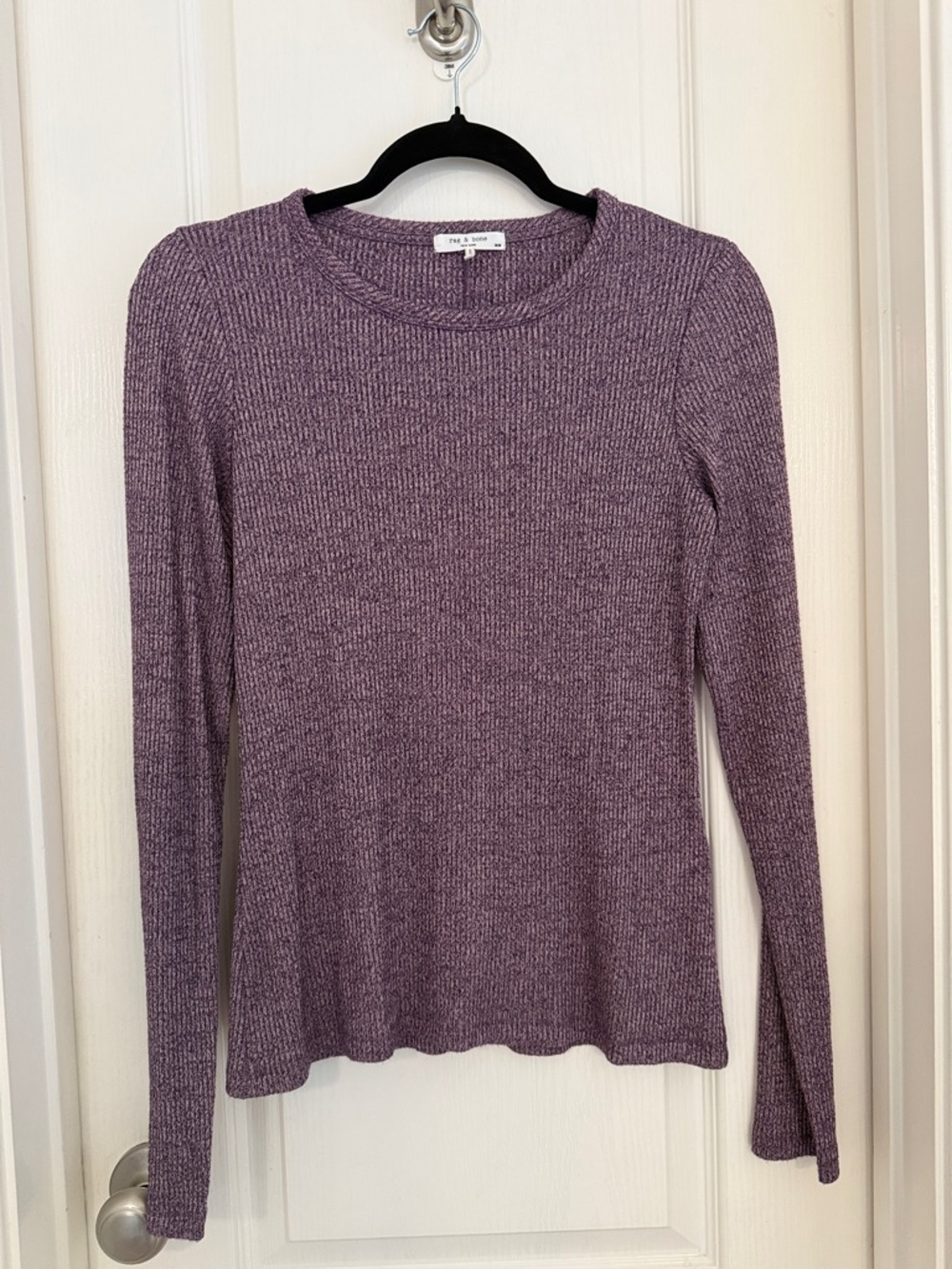 rag & bone Lavender Ribbed Crewneck Long Sleeve Top